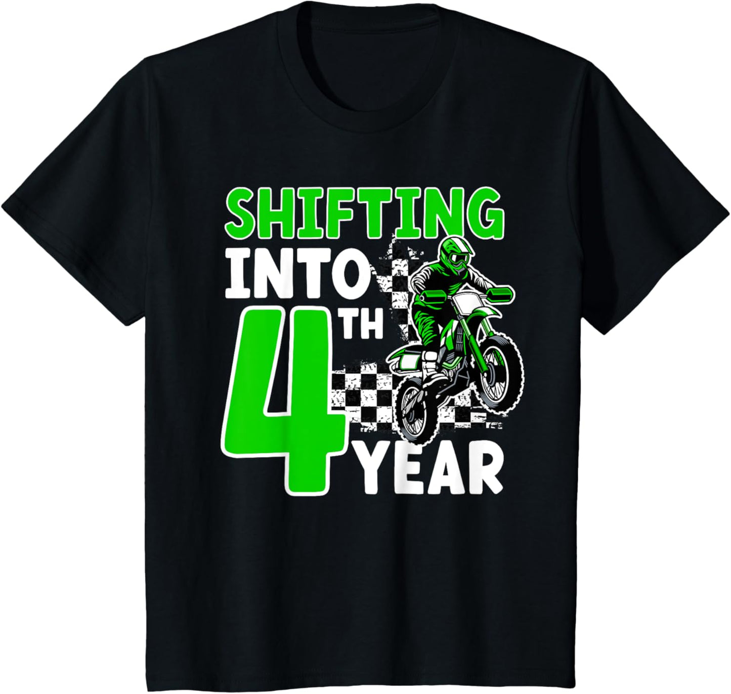 Kids 4th Dirt Bike Birthday Party 4 Year Old Dirt Biker T-Shirt