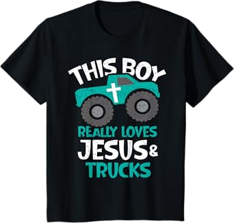 Kids I love Jesus and trucks T-Shirt