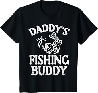 Kids Daddys Fishing Buddy Cute Girls Boys Son Kids Toddler Youth T-Shirt