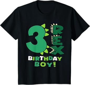 Kids Three Rex Birthday Boy 3rd Birthday Dinosaur Third Year Old T-Shirt