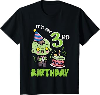 Its My 3rd Birthday Zombie 3 Three Year Old Bday Boys Girls T-Shirt