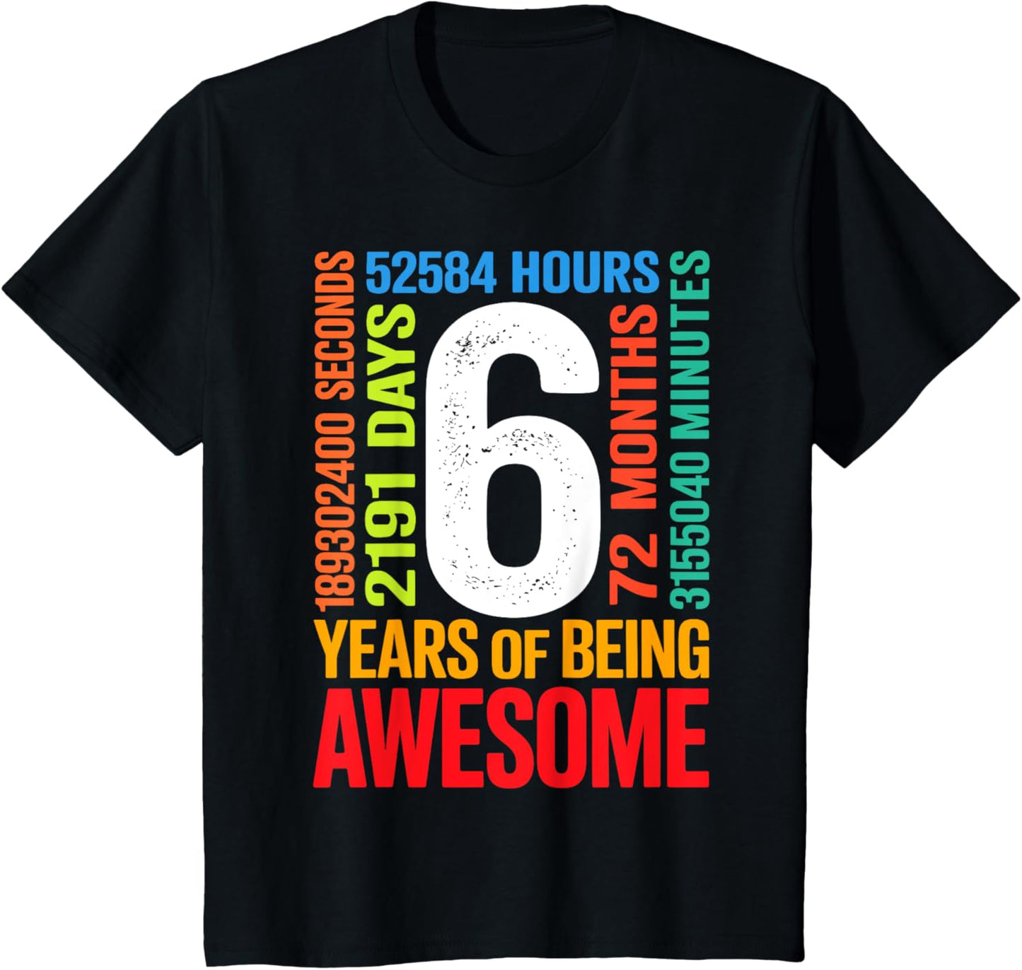 6th Birthday 6 Years Old 72 Months Boys Girls Retro Vintage T-Shirt