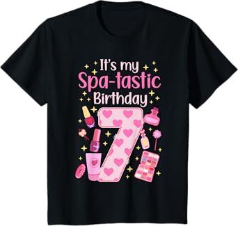 Kids 7th Spa Birthday Seven Year Old Spa B-Day Girls Spa Party T-Shirt