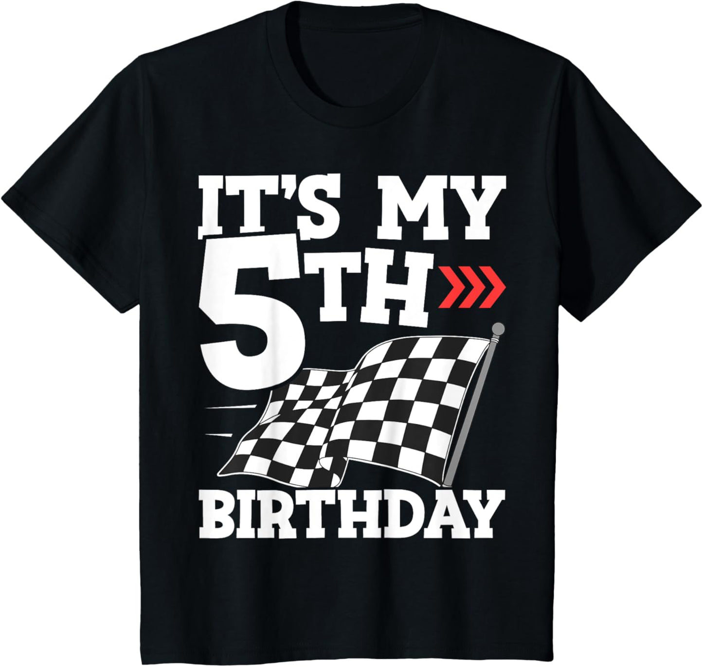 Kids It's My 5th Birthday Boy 5 Five Racing Car Flag Race Car T-Shirt