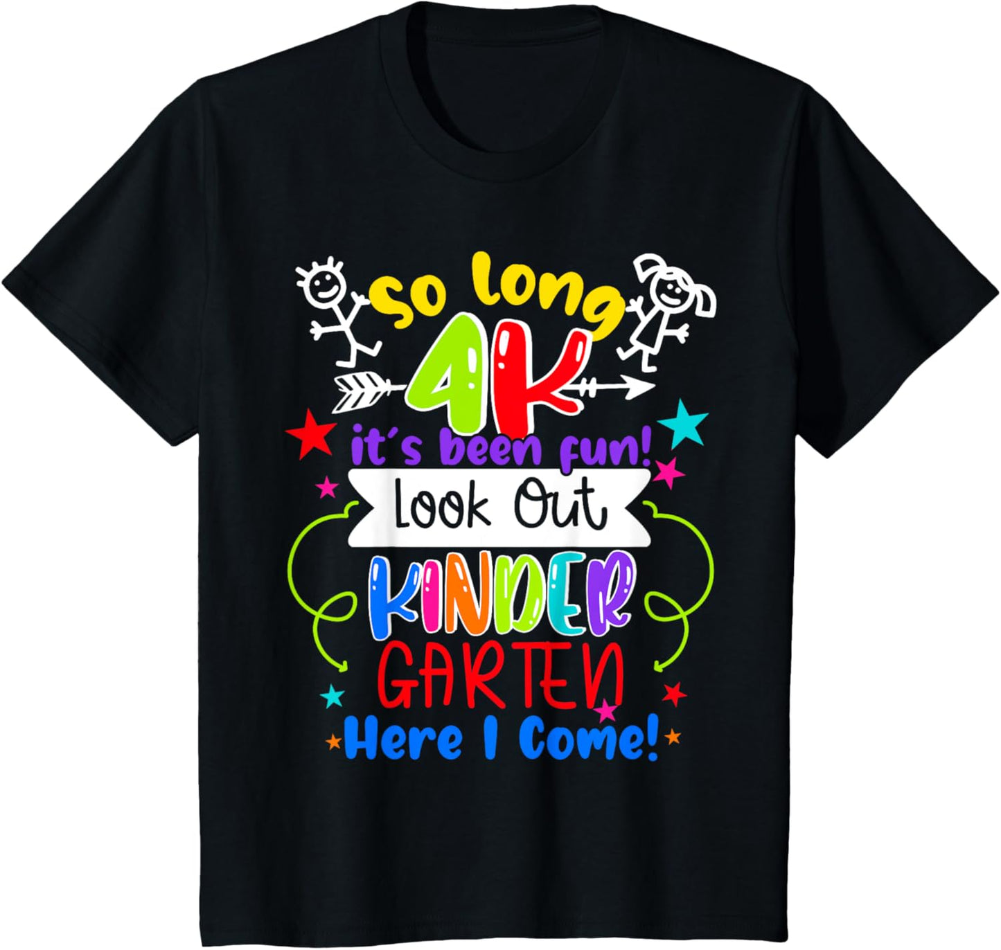 Kids So Long 4K Graduation Kindergarten Here I Come 2025 T-Shirt
