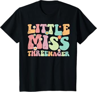 3rd Birthday Little Miss Threenager 3 Year Old Bday Girls T-Shirt