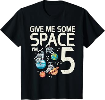 5th Birthday Astronaut Give Me Space 5 Year Old Boys Kids T-Shirt