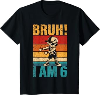 Kids 6 Year Old Birthday Flossing Boy Bruh It's My 6th Birthday T-Shirt