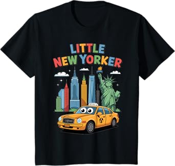 Little New Yorker NYC Skyline Taxi Kids New York City T-Shirt