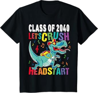 Kids Class of 2040 Headstart Dinosaur crush First day School Boys T-Shirt