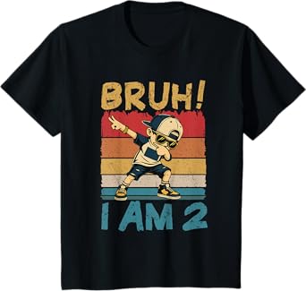 Kids Bruh I'm 2 Two 2nd Birthday Dabbing 2 Years Old Boy Kids Dab T-Shirt