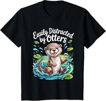 Kids Easilyt Distrected By Otters River Sea Otter Boys T-Shirt