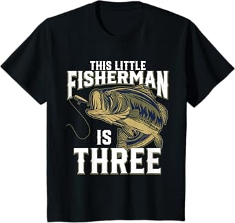 Kids 3 Year Old Fishing Birthday Party Fisherman 3rd Gift for Boy T-Shirt