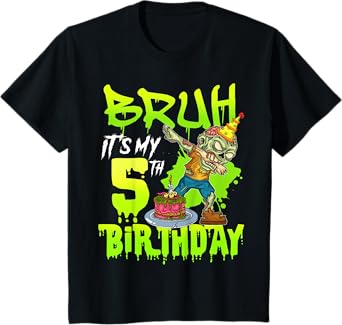 Bruh It's My 5th Birthday Zombie Lover 5 Years Old Boys T-Shirt