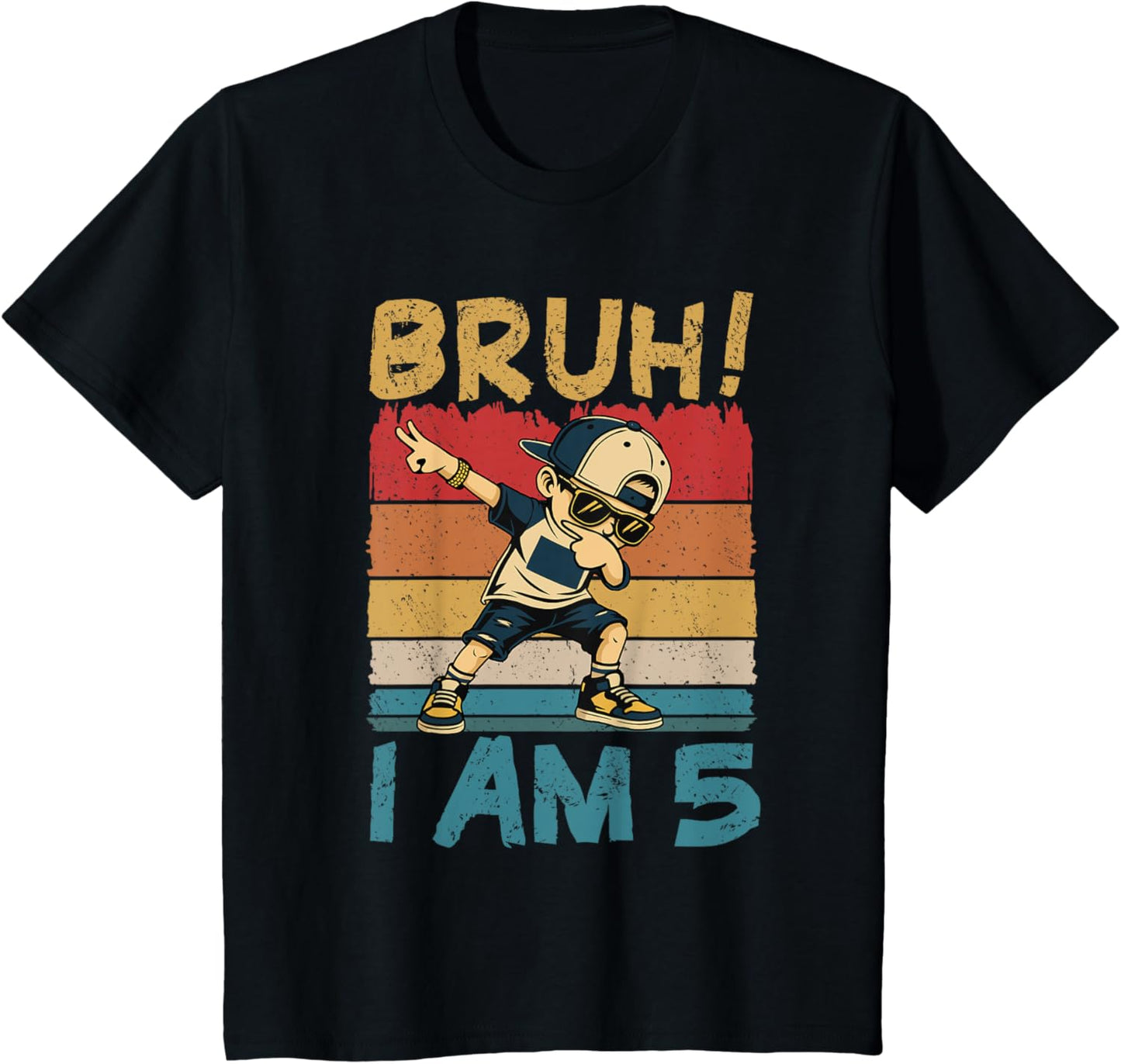 Kids Bruh I'm 5 Five 5th Birthday Dabbing 5 Years Old Boy Kids T-Shirt