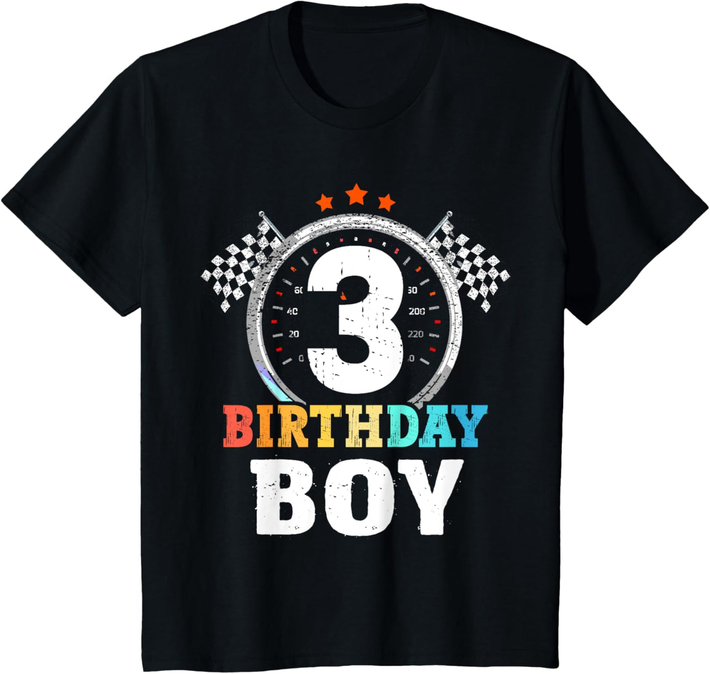 Kids Retro Birthday Boy 3 Three Race Car 3rd Birthday Racing Car T-Shirt