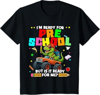Kids Ready For Preschool Dinosaur Truck 1st Day Of School Boys T-Shirt