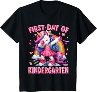 First Day Of Kindergarten Unicorn Back To School Girl Outfit T-Shirt
