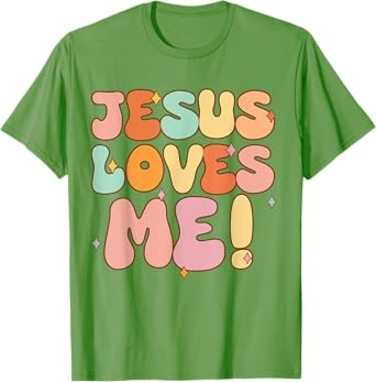 Boys Jesus Loves Me-Shirt Groovy Toddler Girl Kid Christian T-Shirt