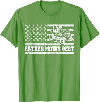 Funny Lawn Mowing Green American Flag Riding Lawn Mower T-Shirt