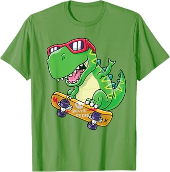 Funny Dino Skateboard Shirt Skater Dinosaur Teen Boy Toddler T-Shirt