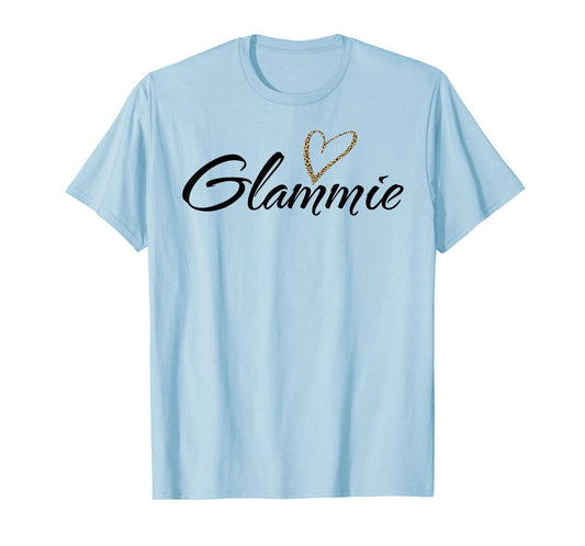 Glammie with Leopard Print Heart Fun Aunt Grandma Mom Gift T-Shirt