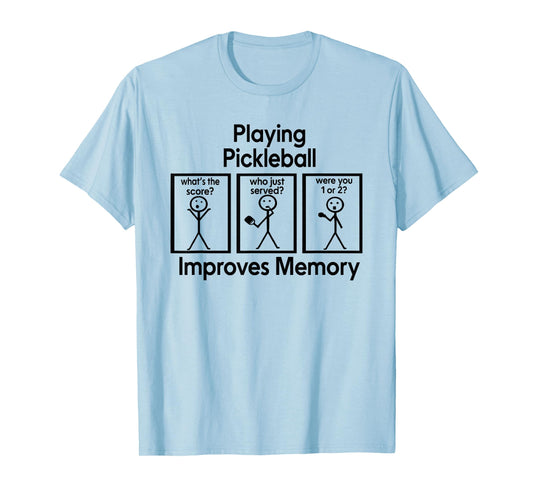 Funny Pickleball Memory Joke, Stick Figure Design T-Shirt