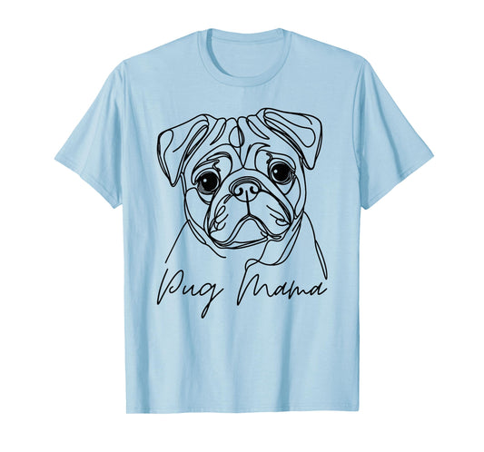 Pug Mama Pug Mom Cute Line Art Dog Artistic T-Shirt