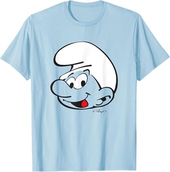 The Smurfs Large Smurf Head Design Retro Cartoon T-Shirt