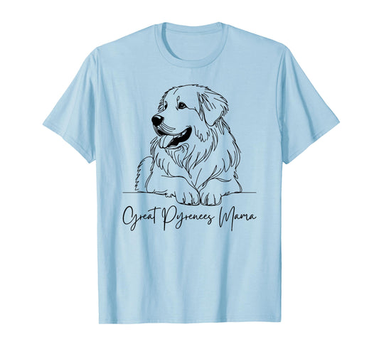 Great Pyrenees Mama Great Pyrenees Mom Cute Dog Line Art T-Shirt