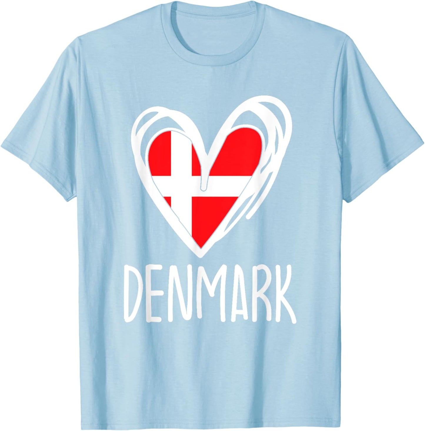 Patriotic Denmark Heart Graphic Danish Flag Kids T-Shirt