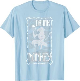 Drunk Monkey White Print T-Shirt T-Shirt