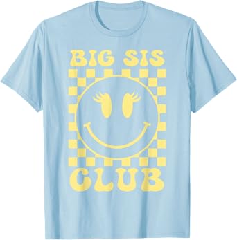 Big Sis Club Checkered Trendy Big Sister Tobe New Baby T-Shirt