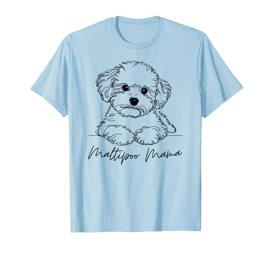 Maltipoo Mama Maltipoo Mom Cute Line Art Dog Artistic T-Shirt