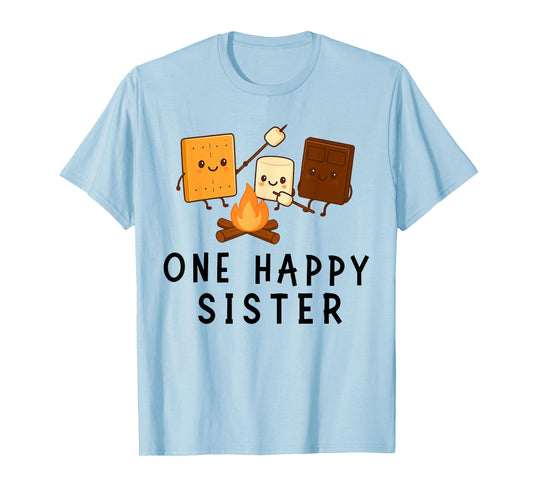 One Happy Sister Camping Theme Smores Birthday T-Shirt