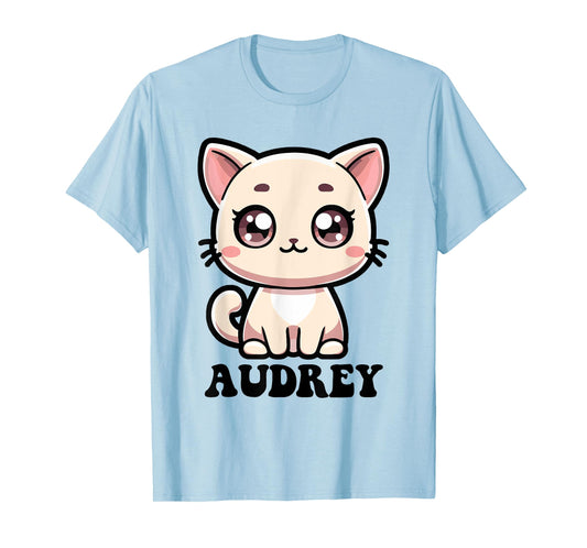 Audrey Cute Kitty Cat Design for Girls Name Audrey T-Shirt