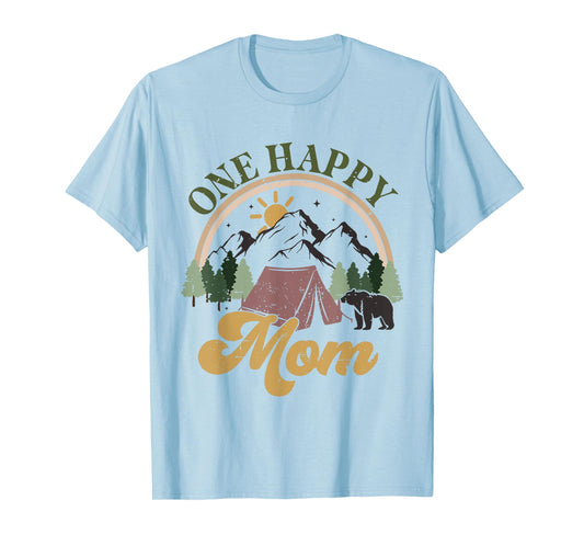 Cute One Happy Camper Birthday Decorations One Happy Mom T-Shirt
