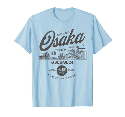 Travel to Osaka Japan Since 1889 Vintage Skyline T-Shirt