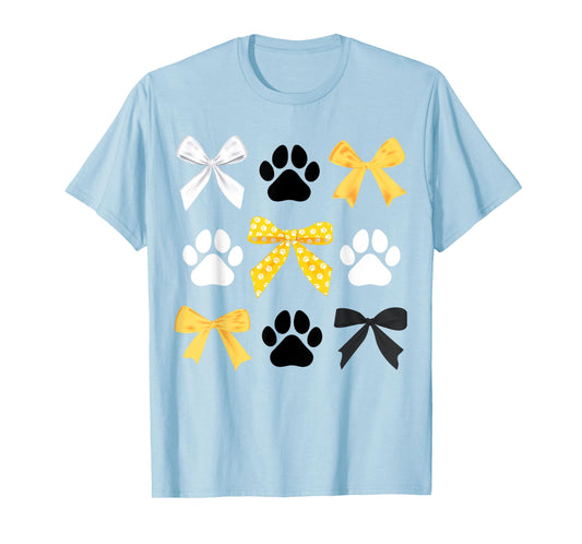 Coquette Bows and Paw Print Trendy School Spirit Teacher T-Shirt