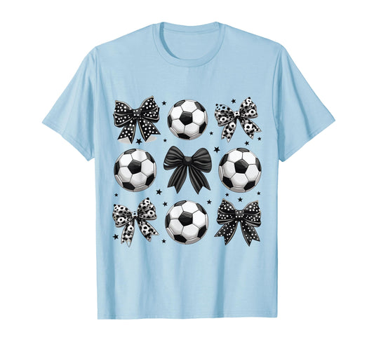 Retro Soccer Bow Game Day Mom Lover Sports Life Cute T-Shirt