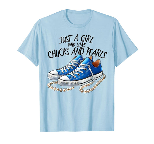 Chuck and Pearls Just a Girl Who loves Chucks And Pearls T-Shirt