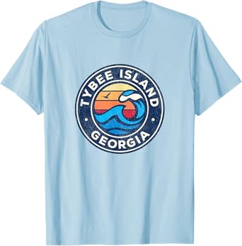 Tybee Island Georgia GA Vintage Nautical Waves Design T-Shirt