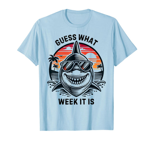 Vintage Shark 2025 Week Guess What Week It Is Shark Lover T-Shirt
