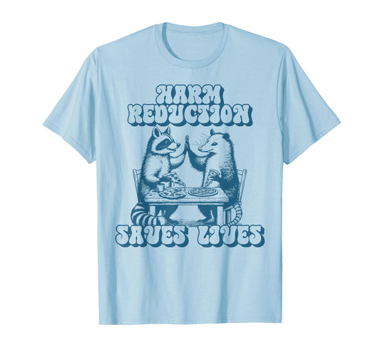 Vintage Raccoon Harm Reduction Overdose Awareness Nurse T-Shirt