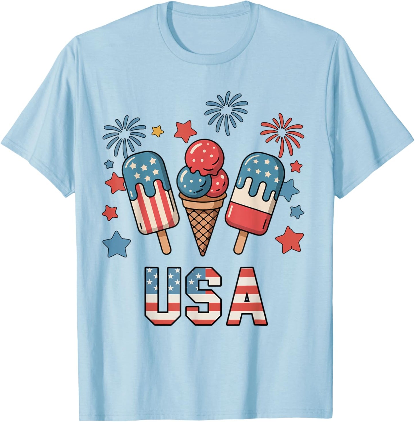 Toddler Usa Flag Funny Popsicle 4th July Boys Girl Patriotic T-shirt