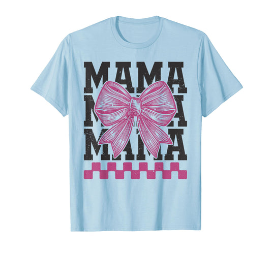 Checkered Mama Coquette Bow Mother's Day New Mom Mommy Women T-Shirt