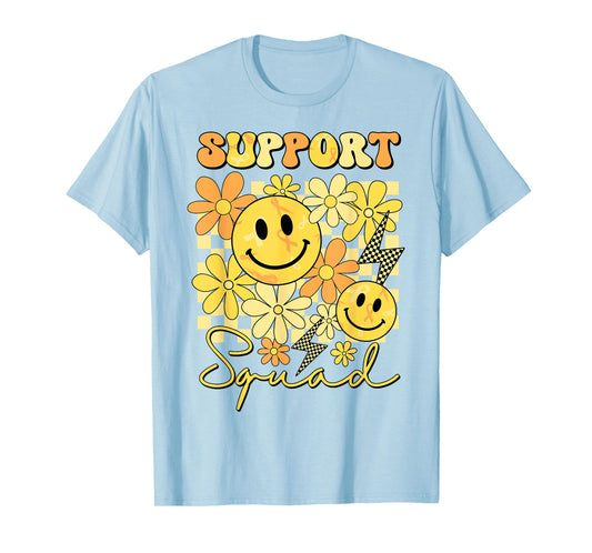 Support Squad Childhood Cancer Smile Face Gold Ribbon Kids T-Shirt
