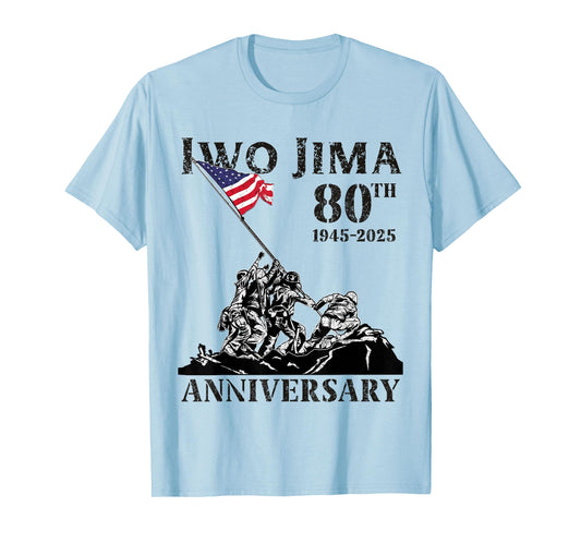 Iwo Jima 80th Anniversary WWII Veteran 4th of July US Flag T-Shirt