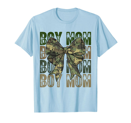 Boy Mom Camo Coquette Bow Camouflage Mama Mom Hunting Season T-Shirt
