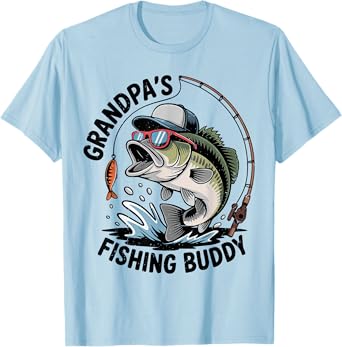 Toddler Boy Grandpa Fishing Buddy Funny Bass Fisherman Youth T-Shirt